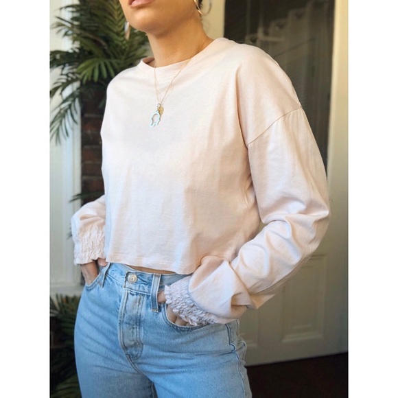 Ana M Pink Puff Sleeve Crop Top - Picture 2 of 5